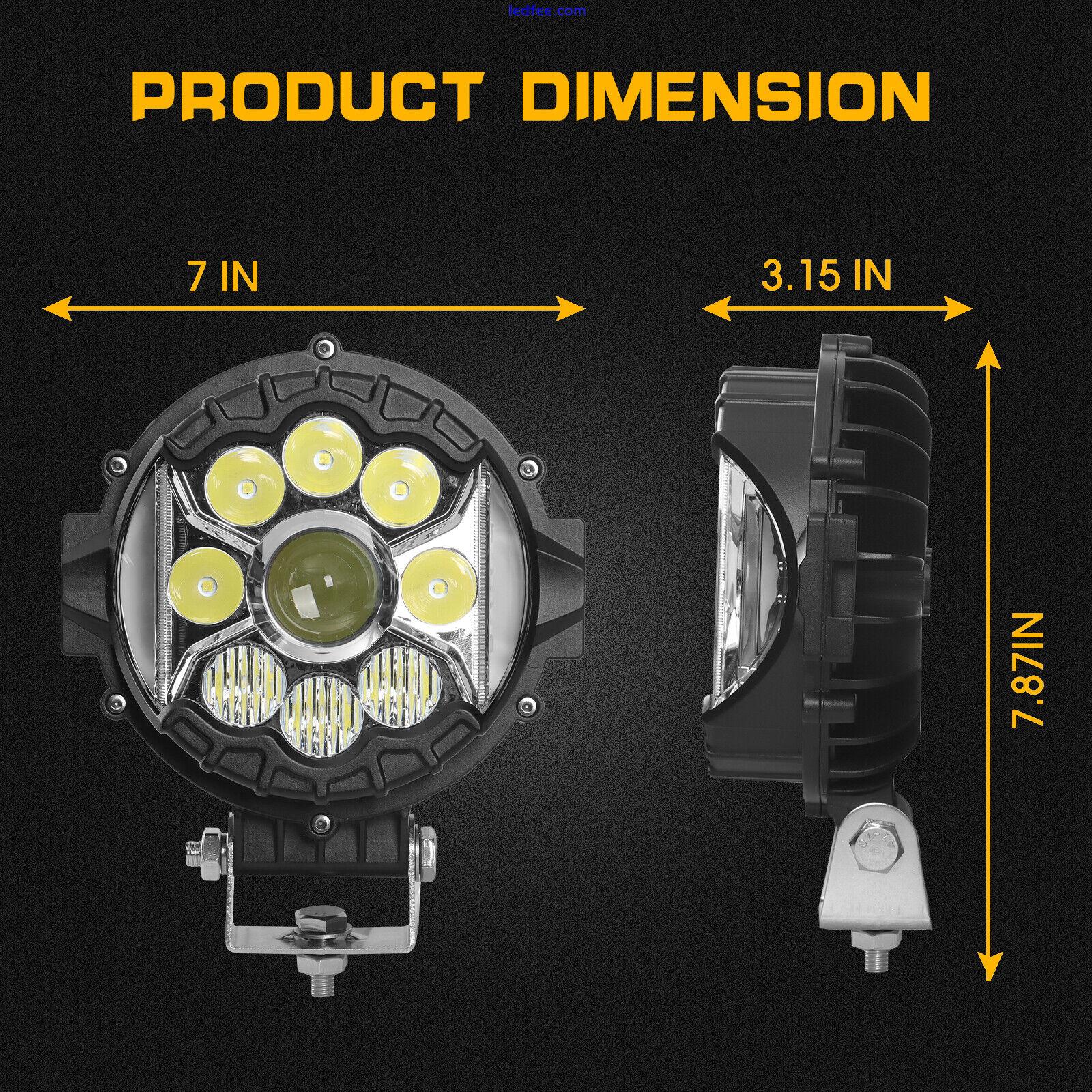 8x Round 7" 80W Led Light Bar Side Shooter DRL Fog Driving Off-Road Driving Lamp 3 
