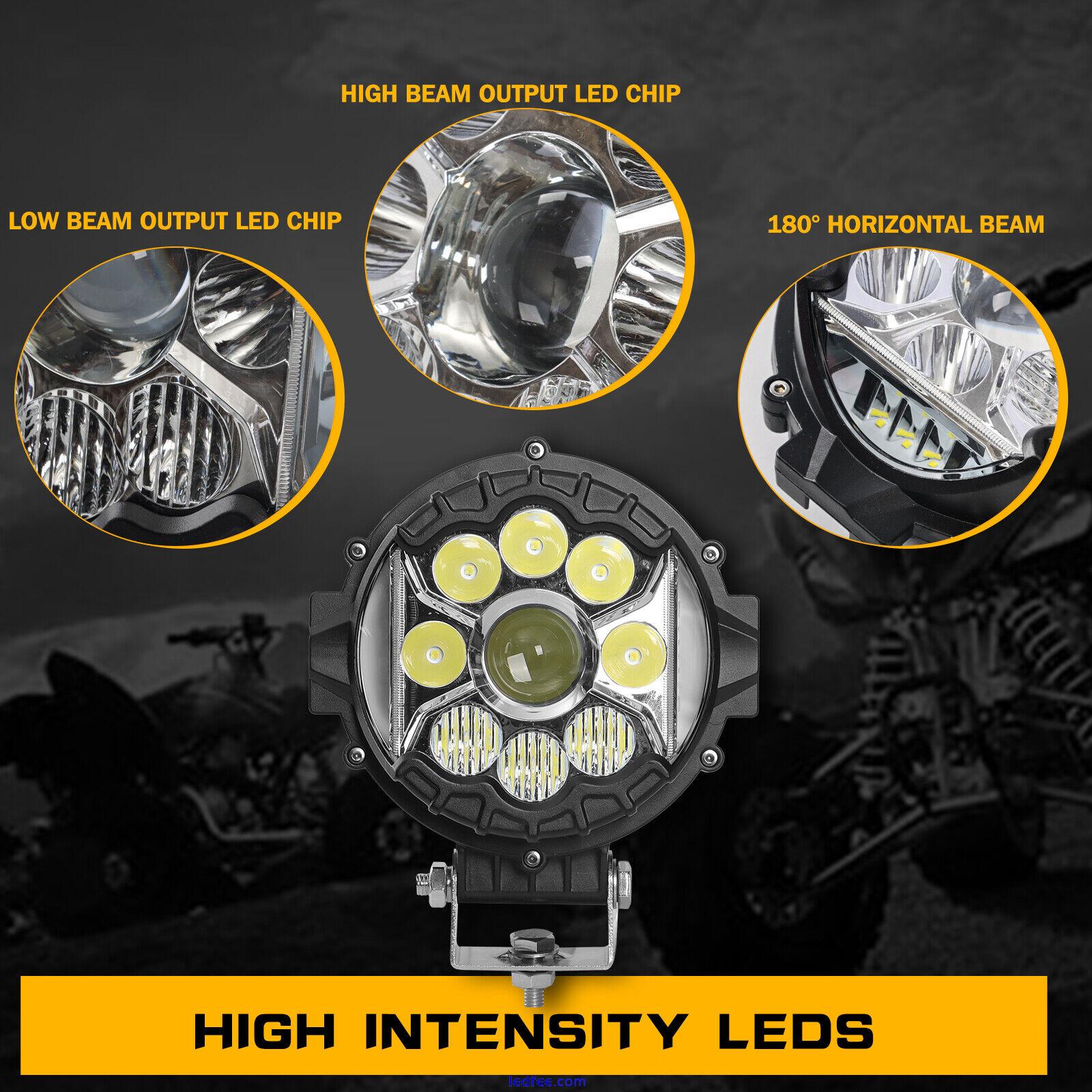 8x Round 7" 80W Led Light Bar Side Shooter DRL Fog Driving Off-Road Driving Lamp 4 