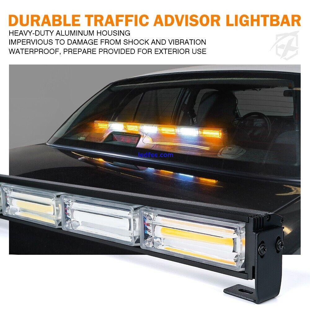 31"COB Traffic Advisor Emergency Hazard Warning LED Strobe Light Bar Amber White 3 
