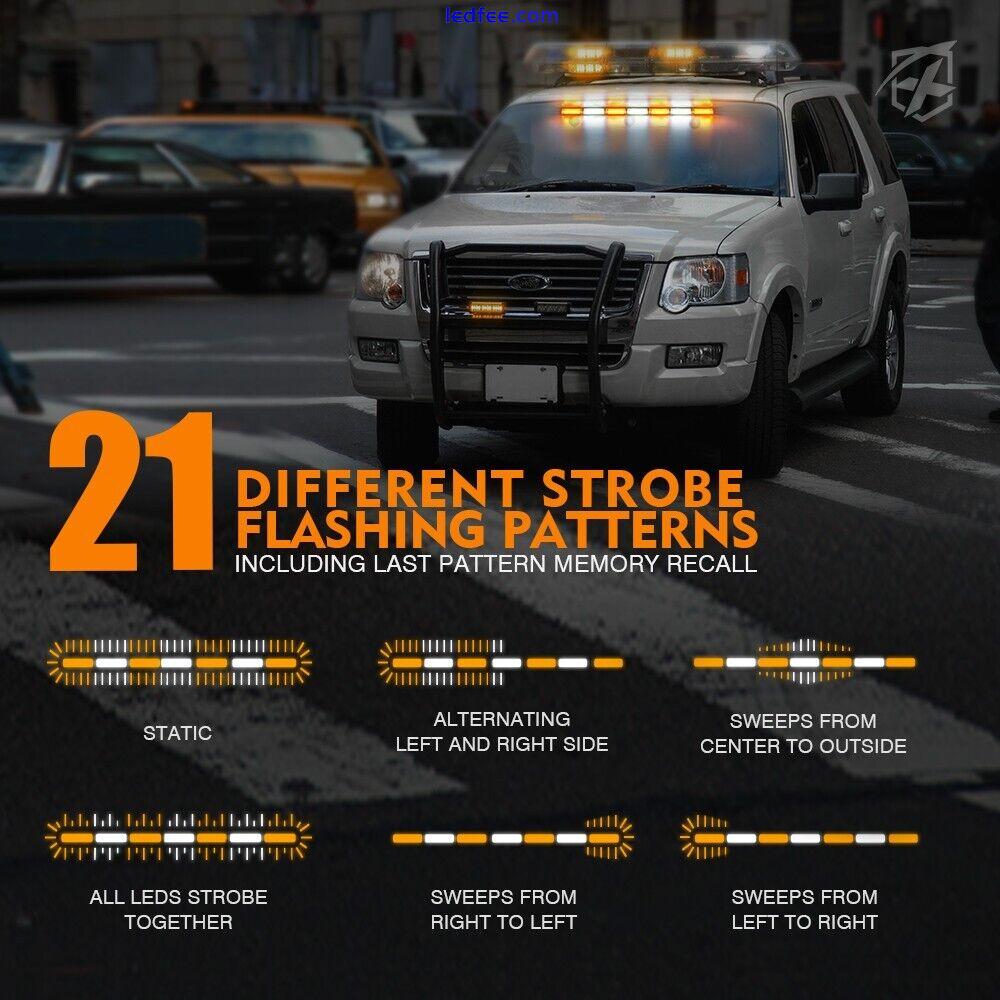 31"COB Traffic Advisor Emergency Hazard Warning LED Strobe Light Bar Amber White 4 