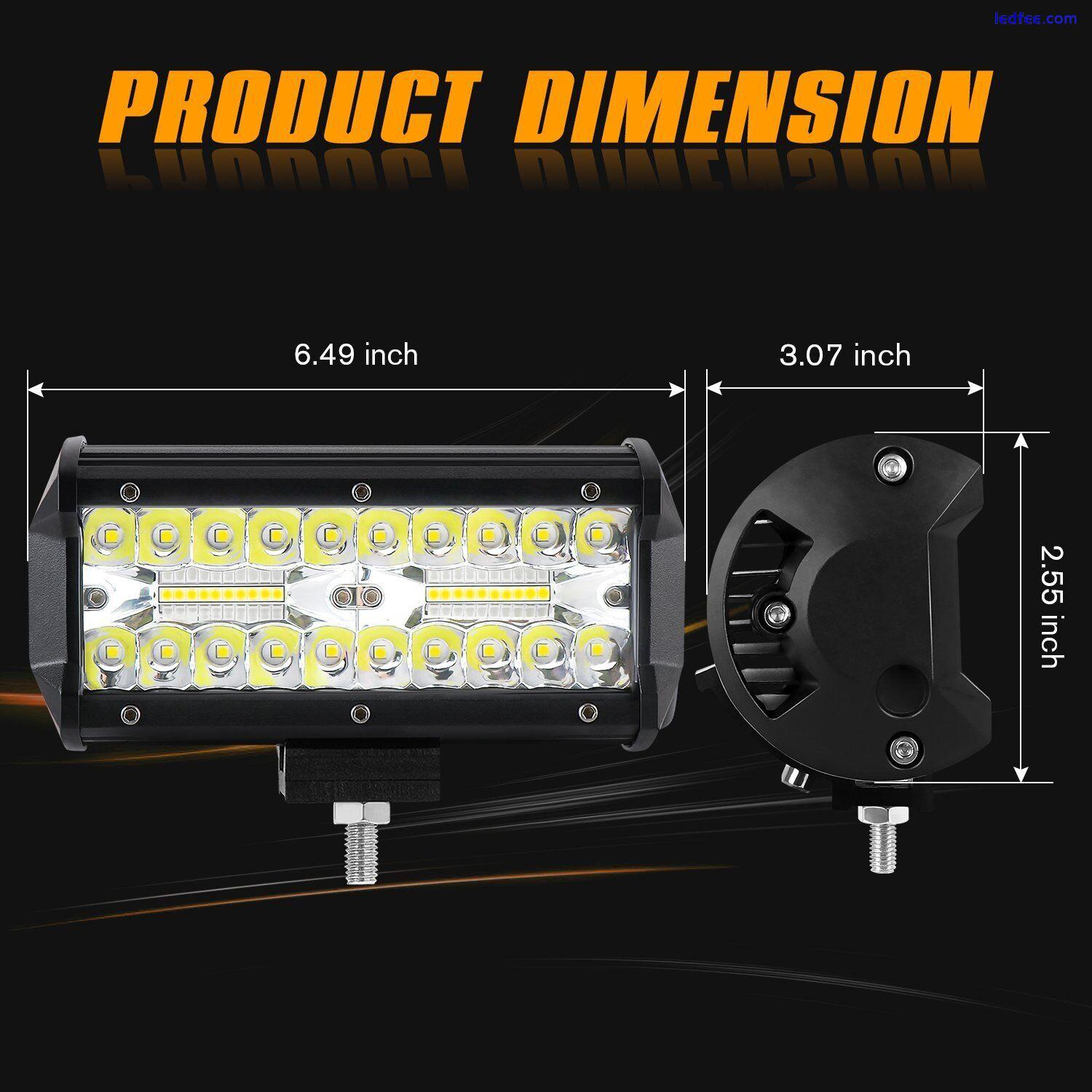 6/8/10 7inch LED Work Light Bar Flood Spot Combo Fog Lamp Offroad Driving Truck 4 