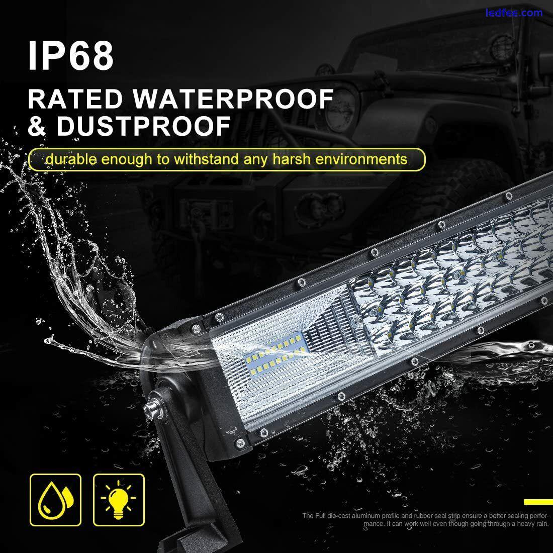 32INCH LED LIGHT BAR Tri Row Spot Flood Combo Truck Offroad 4WD ATV SUV + Wiring 4 