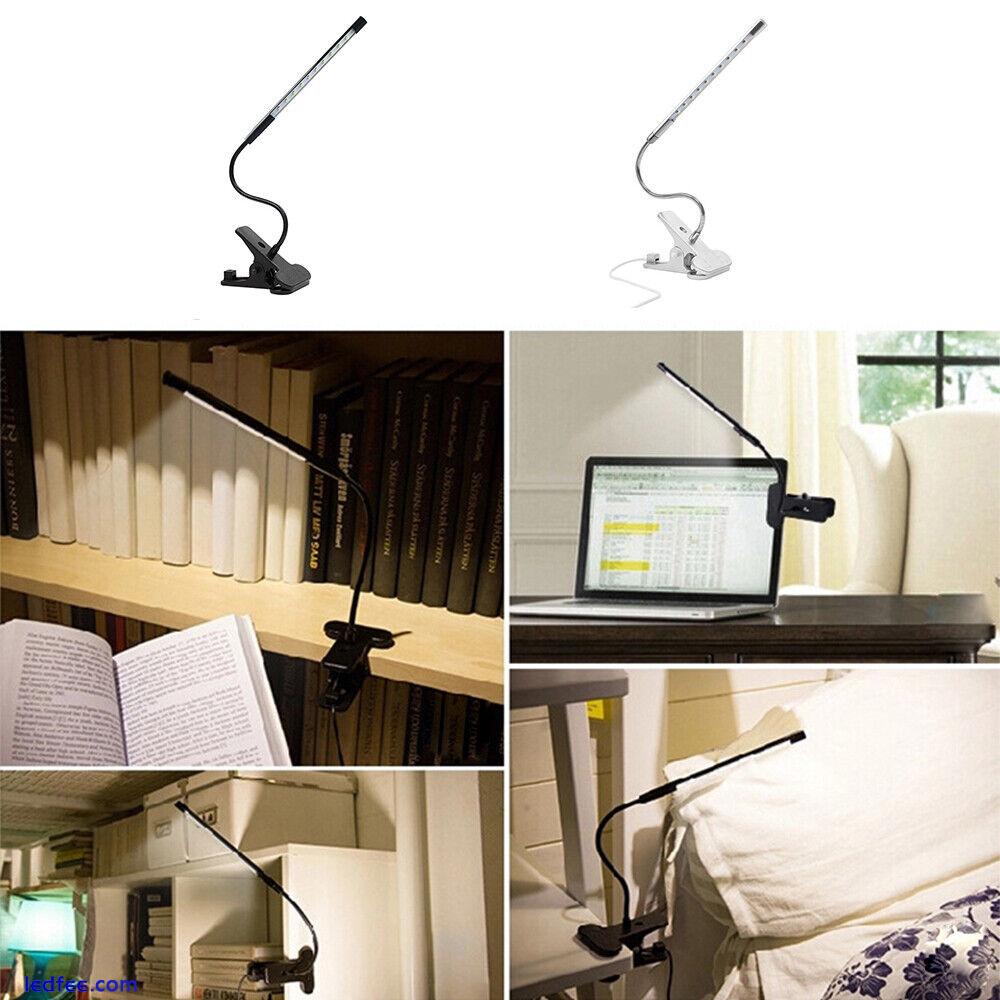 LED USB Clip On Flexible Desk Lamp Dimmable Bedside Table Read Book Study Light 3 