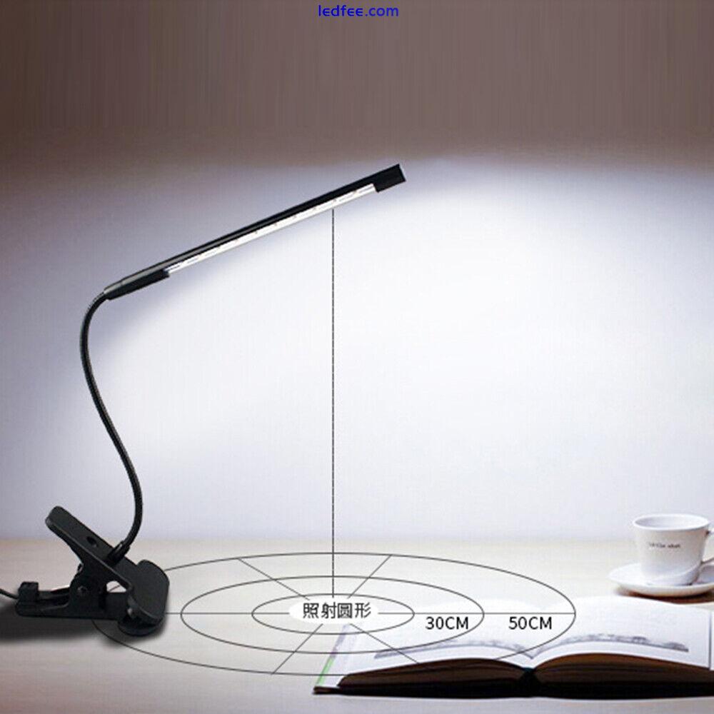 LED USB Clip On Flexible Desk Lamp Dimmable Bedside Table Read Book Study Light 0 