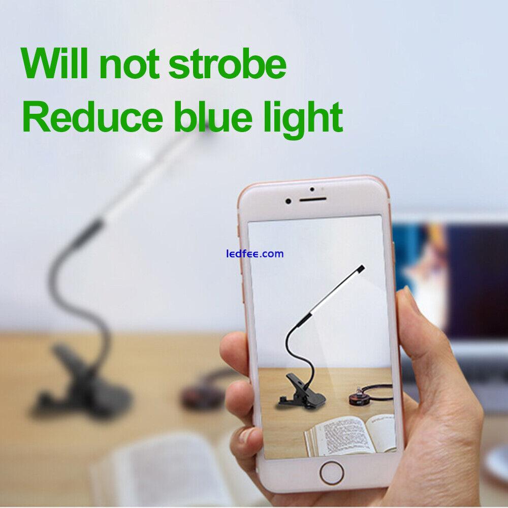 LED USB Clip On Flexible Desk Lamp Dimmable Bedside Table Read Book Study Light 2 