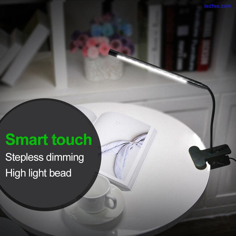 LED USB Clip On Flexible Desk Lamp Dimmable Bedside Table Read Book Study Light 4 