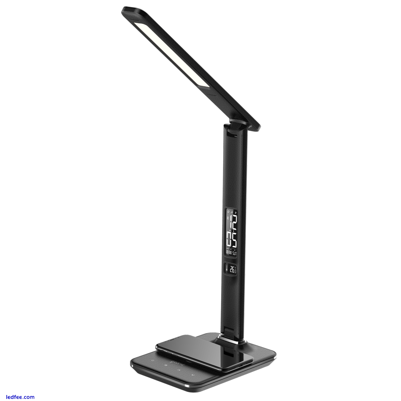 Groov-e ARES LED Desk Lamp with Wireless Charger Pad, Clock and Alarm Black 0 