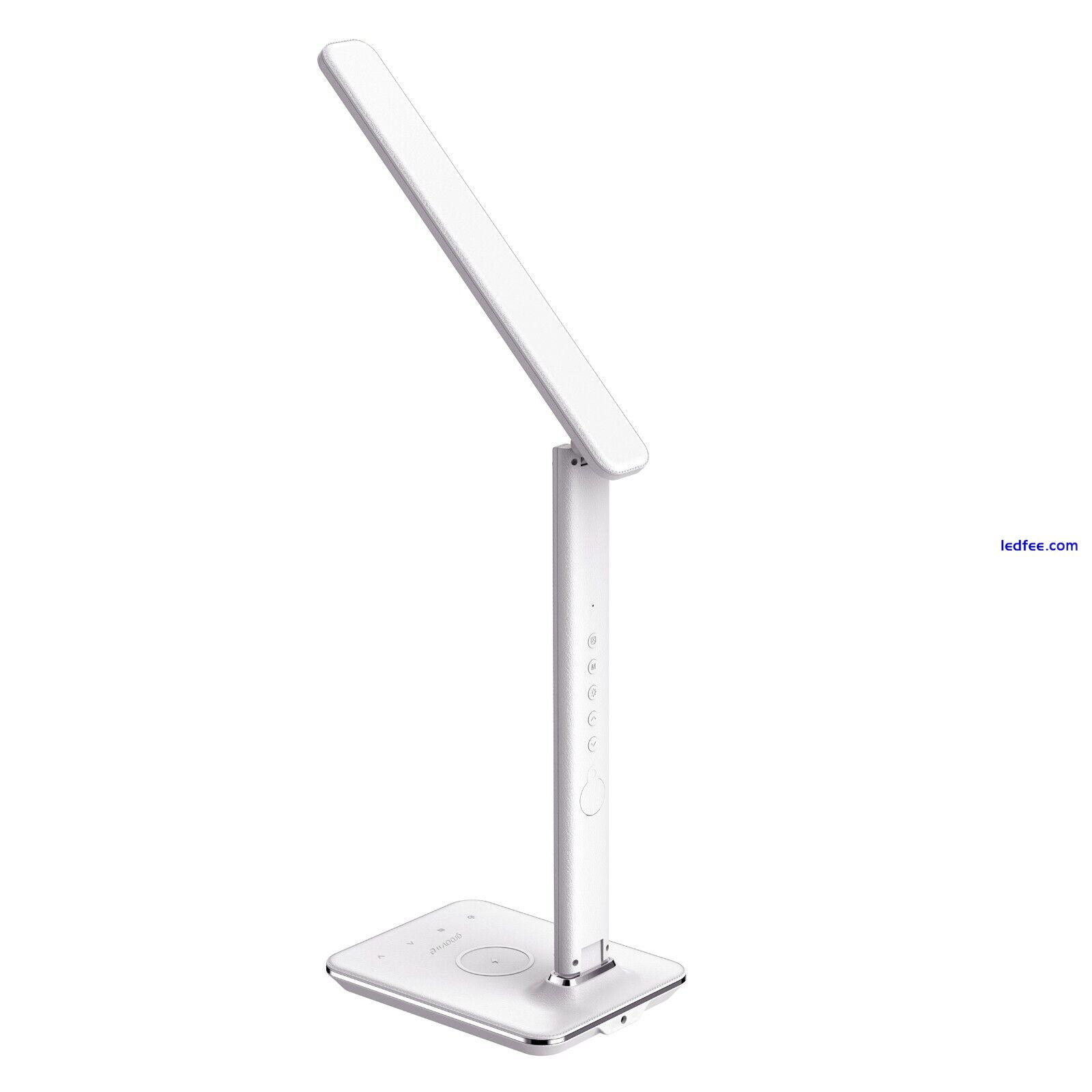ARES Touch-Control LED Desk Lamp Wireless Charger Clock & Alarm White by Groov-e 2 