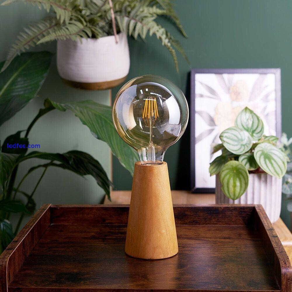 Wooden Lamp Base Natural Table Light Bedside Desk Lounge Lighting Wood Cone LED 0 