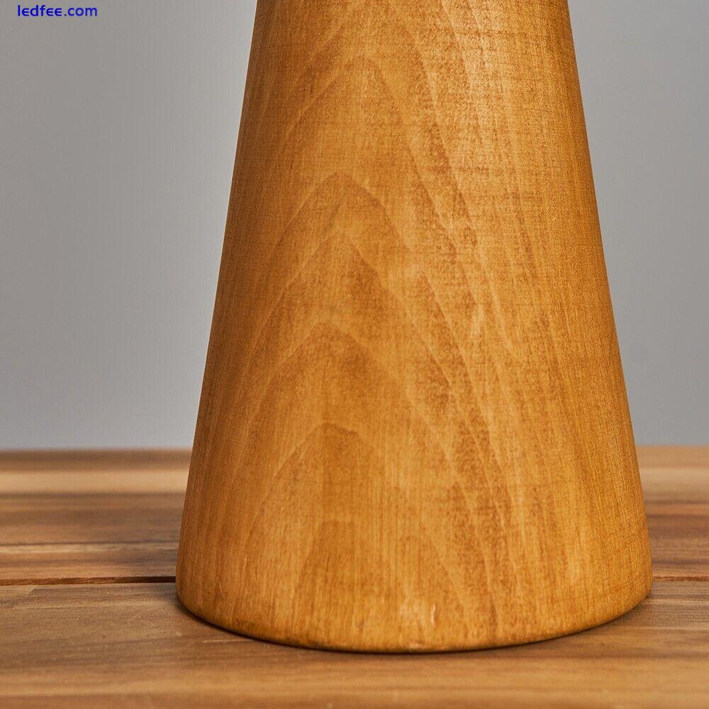 Wooden Lamp Base Natural Table Light Bedside Desk Lounge Lighting Wood Cone LED 5 