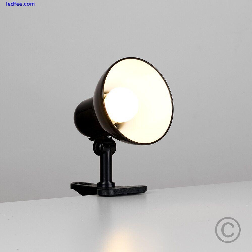 Desk Lamp Clip On Metal Spotlight Head Table Light Gloss Black Office Task Study 3 