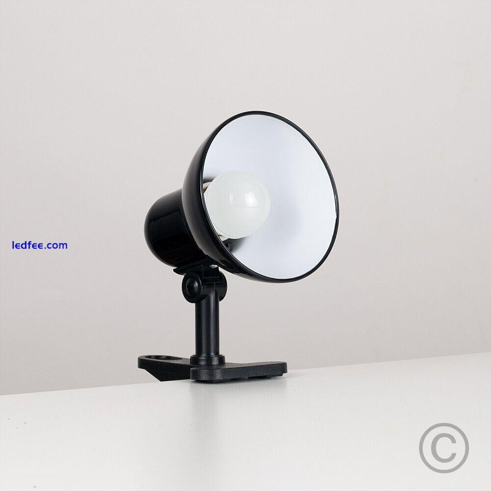 Desk Lamp Clip On Metal Spotlight Head Table Light Gloss Black Office Task Study 2 