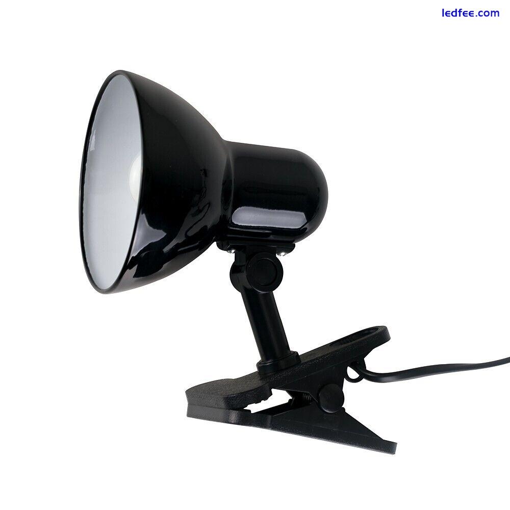 Desk Lamp Clip On Metal Spotlight Head Table Light Gloss Black Office Task Study 1 