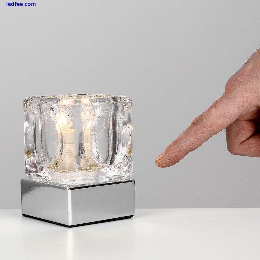 Glass Ice Cube Touch Dimmer Table Lamp Bedside Bedroom Study Office Desk Light 4 