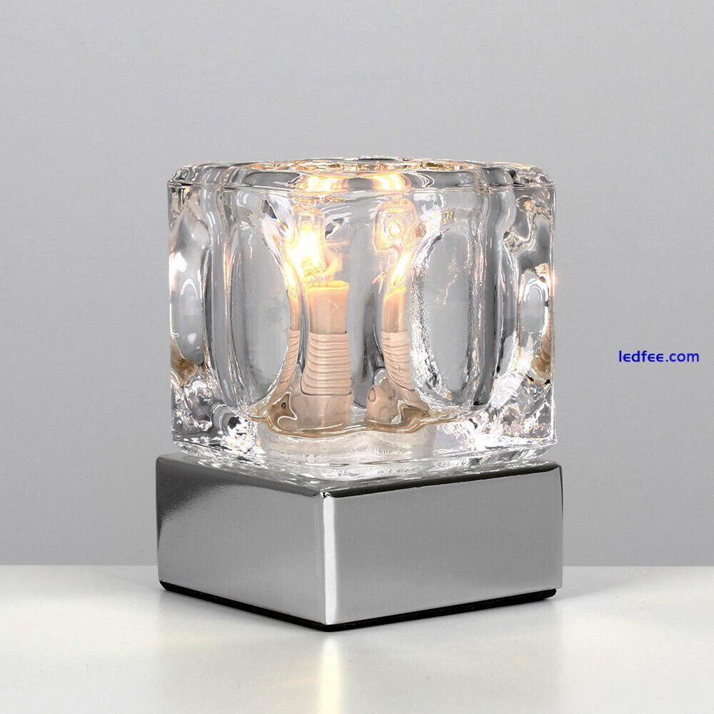 Glass Ice Cube Touch Dimmer Table Lamp Bedside Bedroom Study Office Desk Light 2 