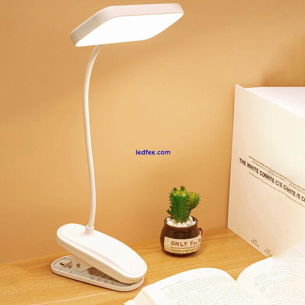 Dimmable Clip-On LED Desk Lamp Flexible Study Reading Light USB Rechargeable 1 