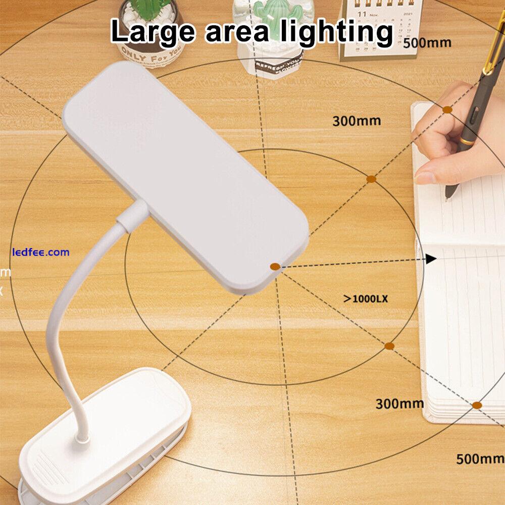 Dimmable Clip-On LED Desk Lamp Flexible Study Reading Light USB Rechargeable 2 