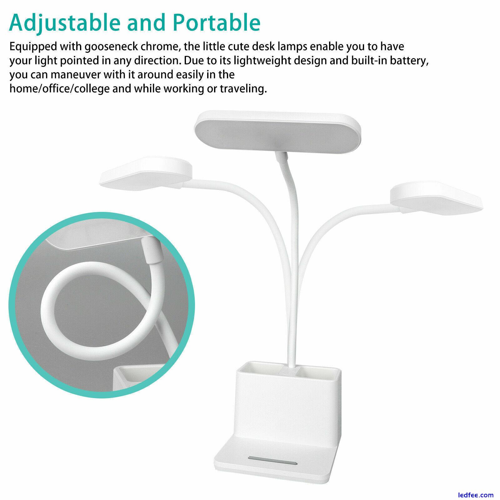 Dimmable LED Desk Lamp Table Beside Reading Light Touch Control USB Rechargeable 2 