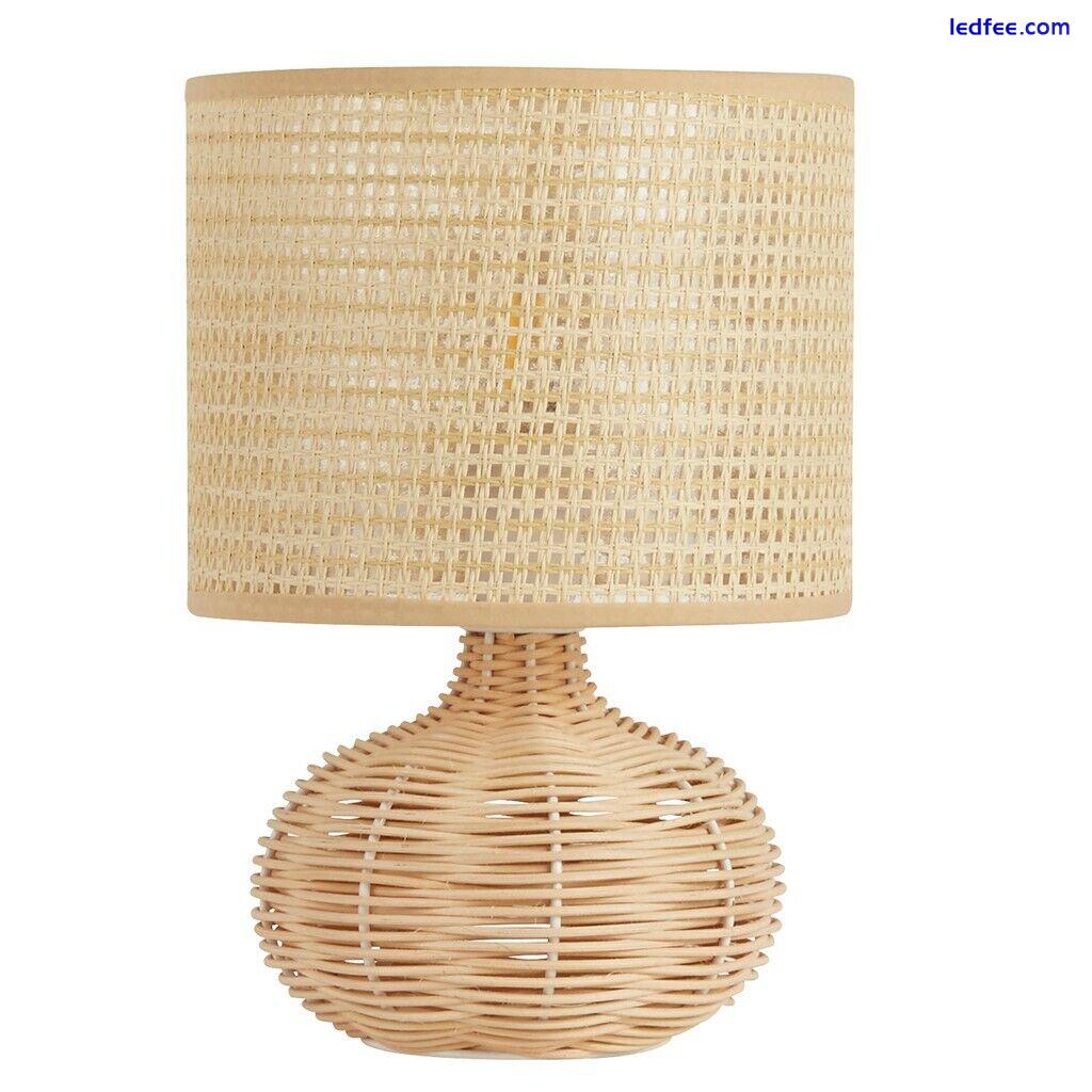 Wicker Table Lamp Natural Woven Rattan Home Office Desk Bedside Light With Shade 0 