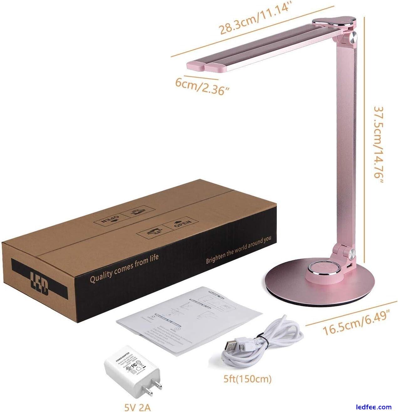 Piano Desk Lamp Dimmable Lamp LED Lighting USB Charging Foldable Rotatable Pink 1 