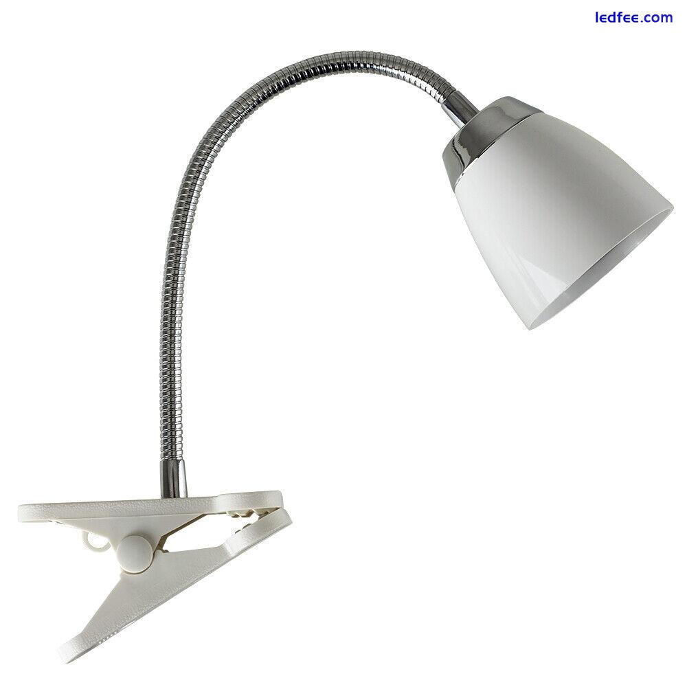 Clip On Desk Table Lamp 14CM Tall Craft Task Light Adjustable White & Chrome 3 