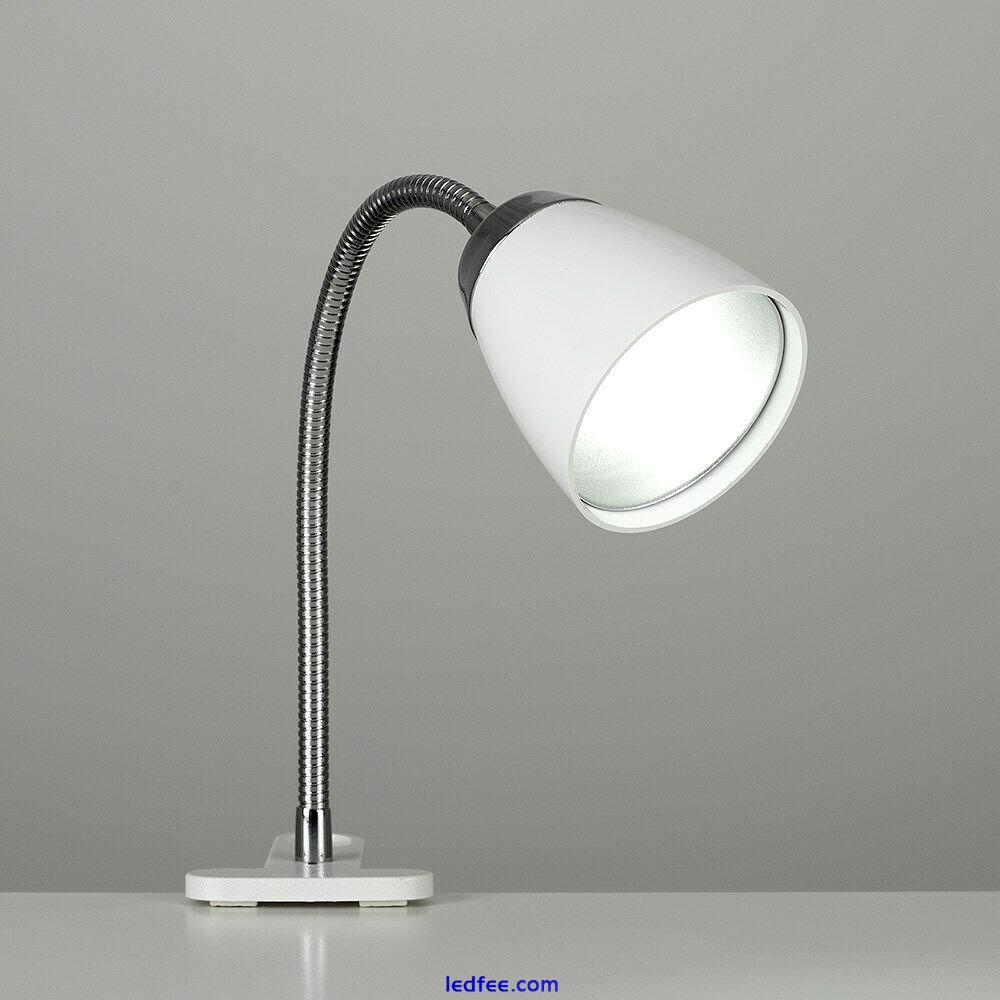 Clip On Desk Table Lamp 14CM Tall Craft Task Light Adjustable White & Chrome 4 