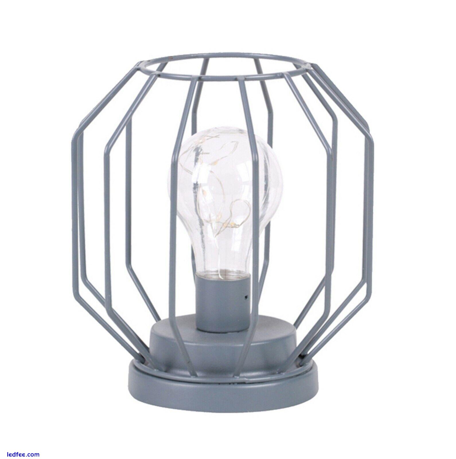 Battery Operated LED Desk Lamp Industrial Retro Light Up Bedside Lantern HomeMAT 1 
