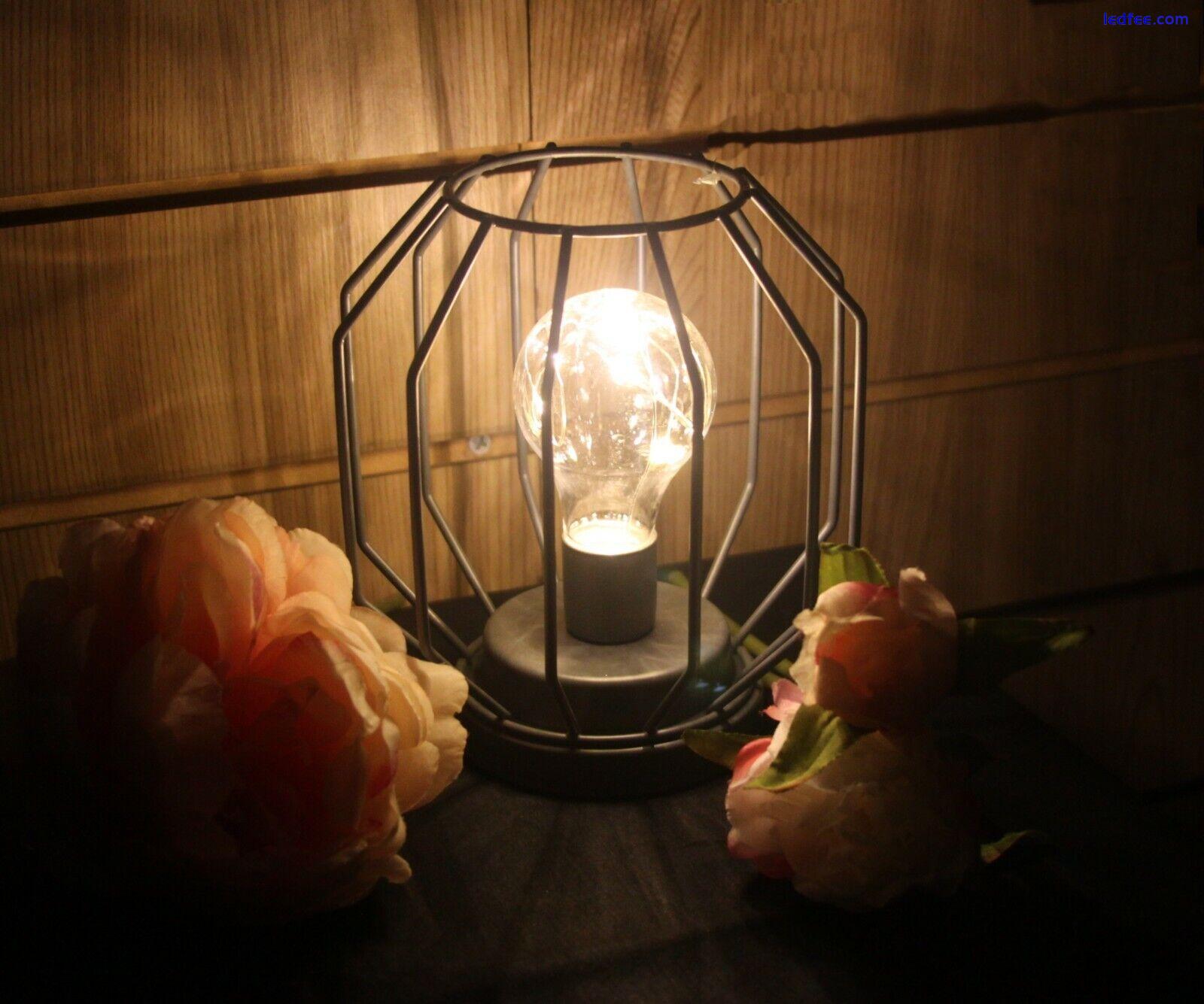 Battery Operated LED Desk Lamp Industrial Retro Light Up Bedside Lantern HomeMAT 3 