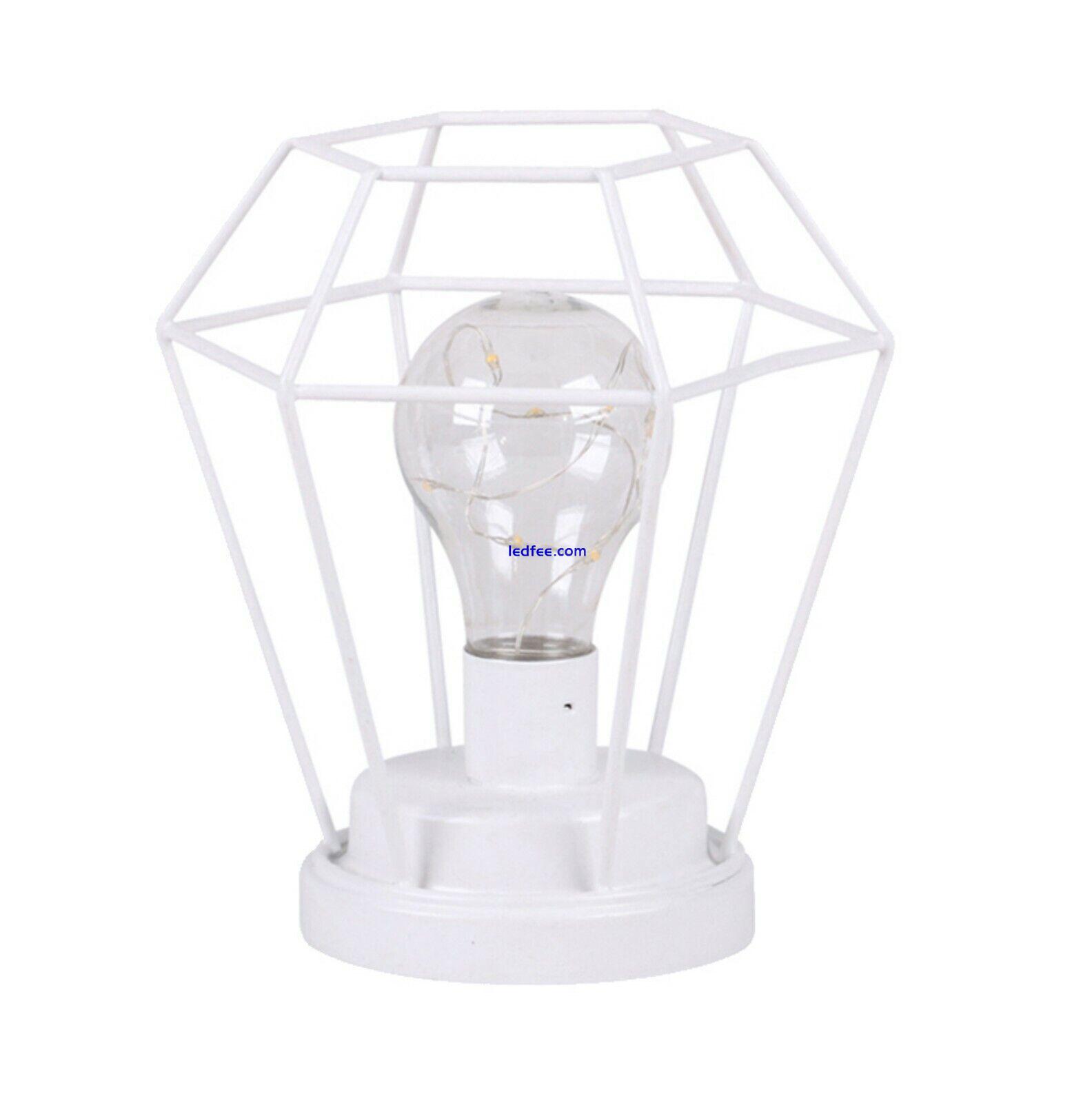 Battery Operated LED Desk Lamp Industrial Retro Light Up Bedside Lantern HomeMAT 4 