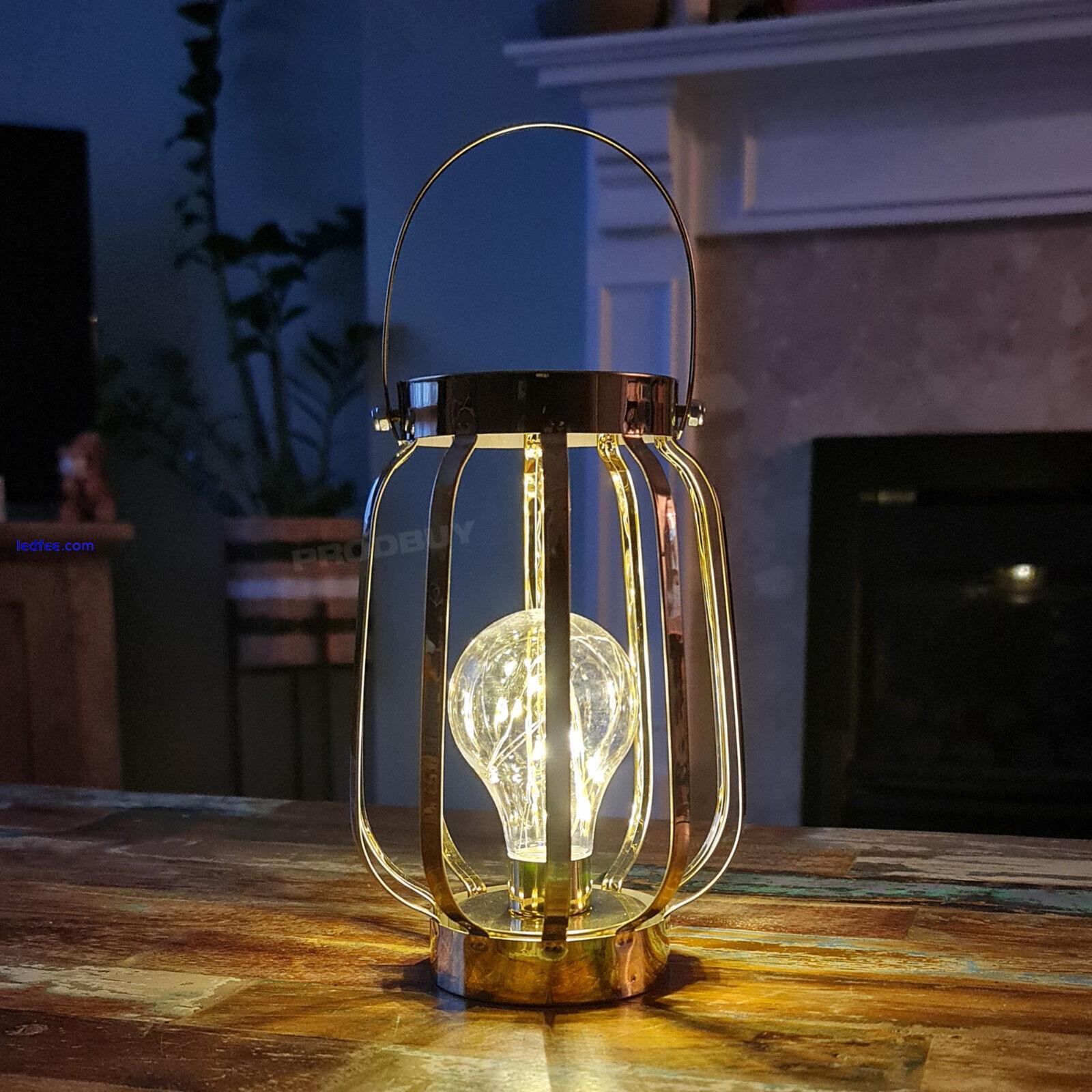 LED Battery Operated Gold Decorative Table Lamp 17cm Mood Light Desk Lantern 0 