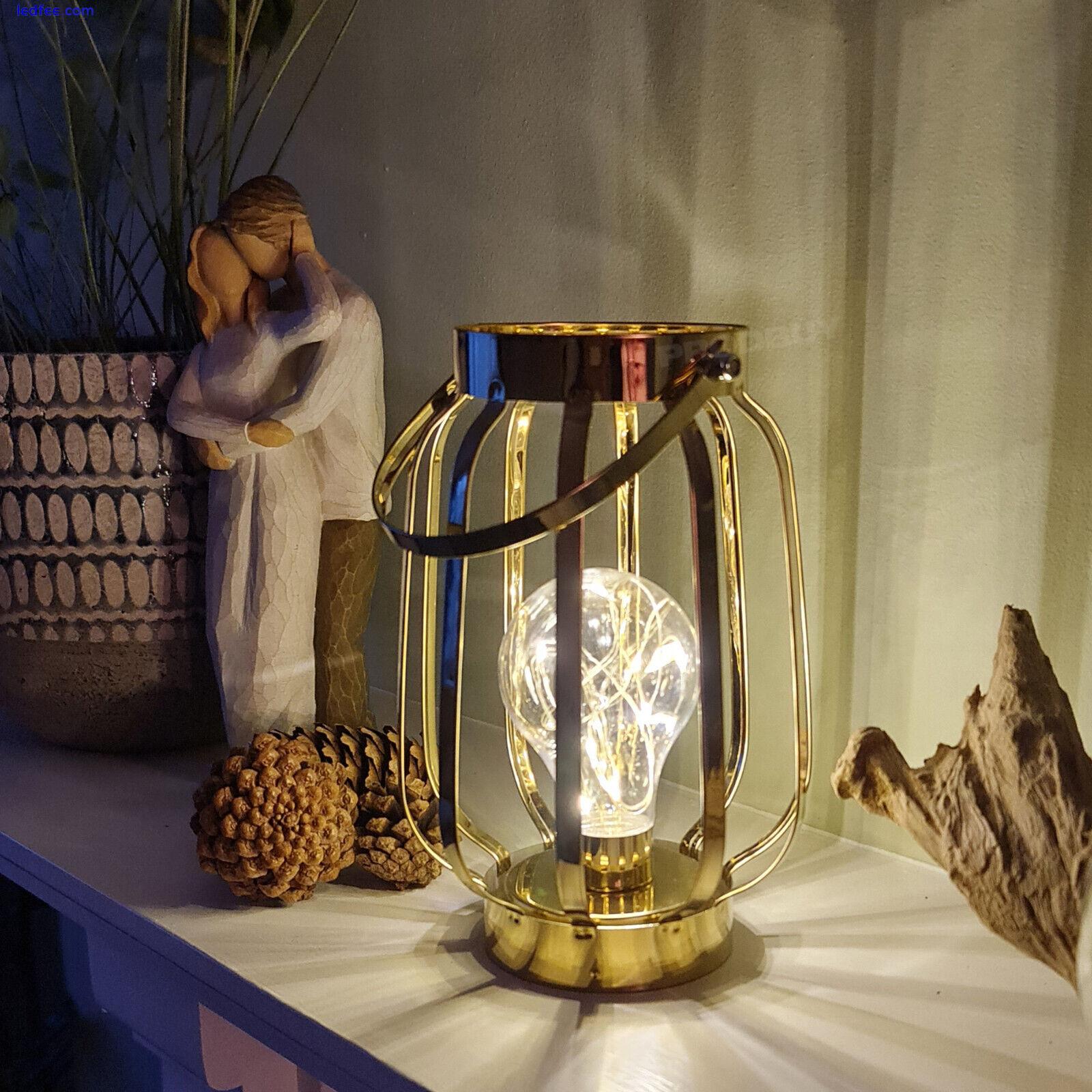 LED Battery Operated Gold Decorative Table Lamp 17cm Mood Light Desk Lantern 5 