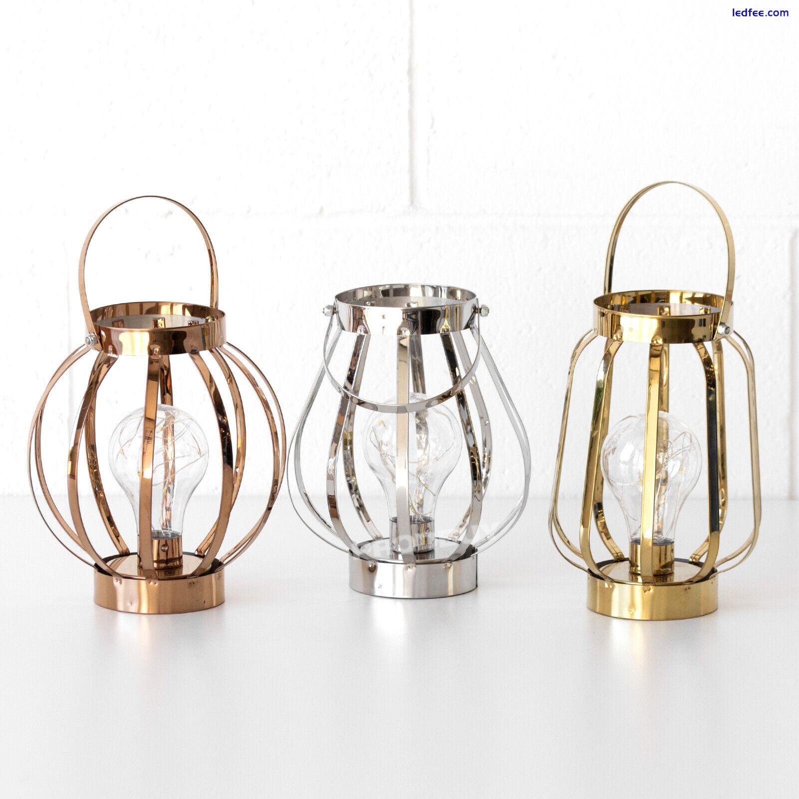 LED Battery Operated Gold Decorative Table Lamp 17cm Mood Light Desk Lantern 3 
