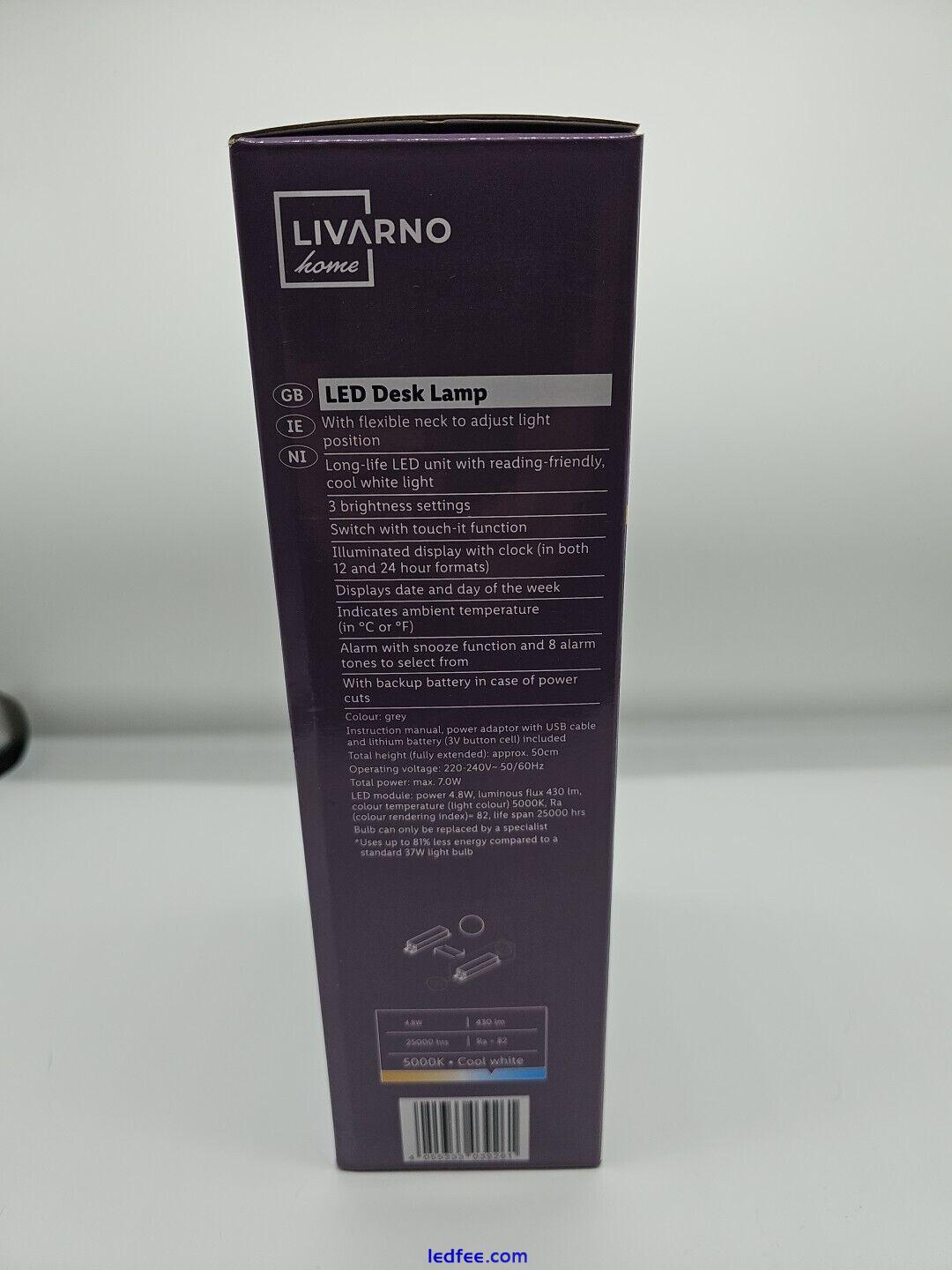 Home LED Desk Lamp Livarno  (Grey) flexible neck to adjust light position New 3 