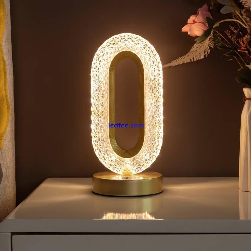 Table Lamp Crystal Night Light Touch Control USB Rechargeable Bedside Lamp Decor 0 