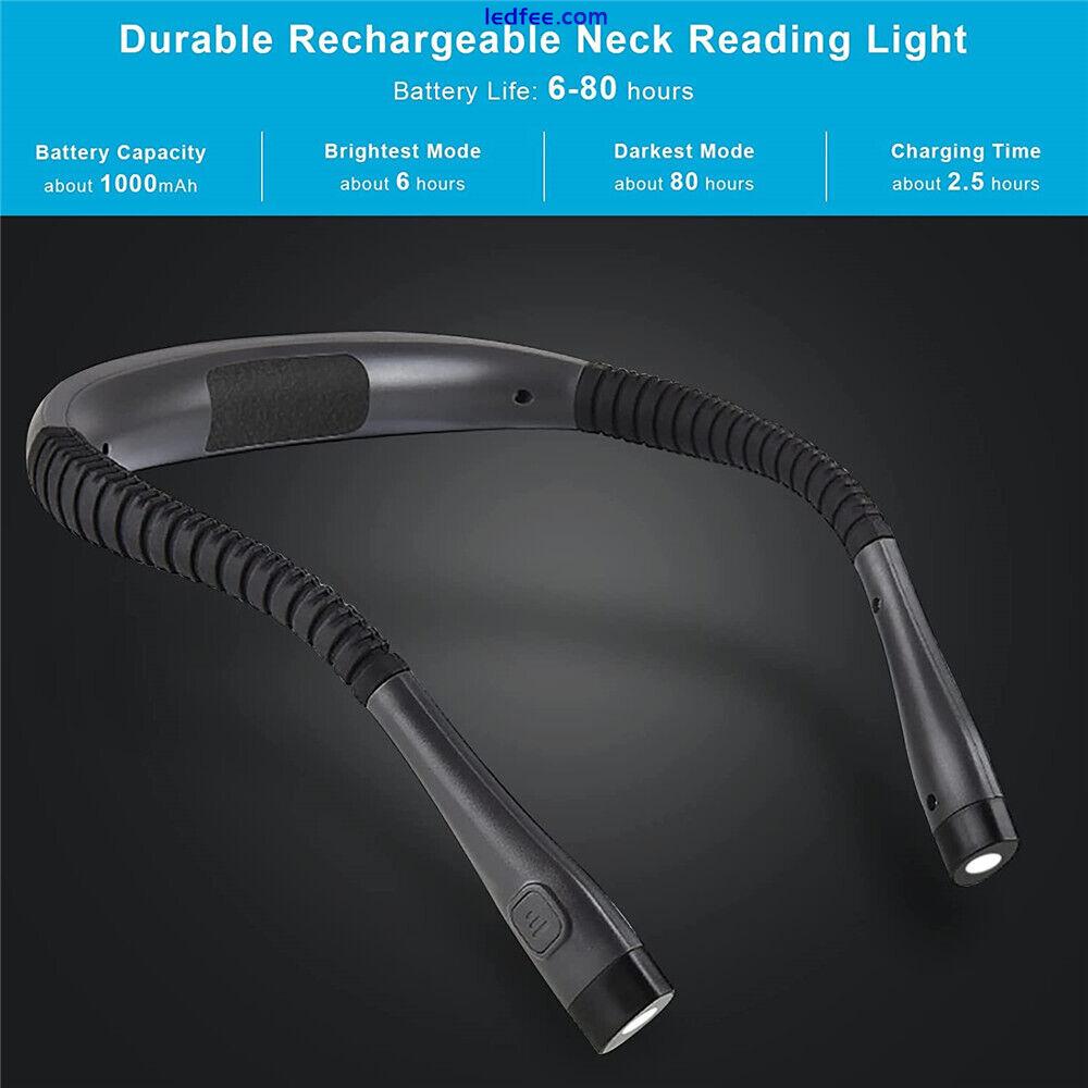 LED Reading Book Light w/Clip Flexible USB Rechargeable Bed Travel Desk Laptop 2 