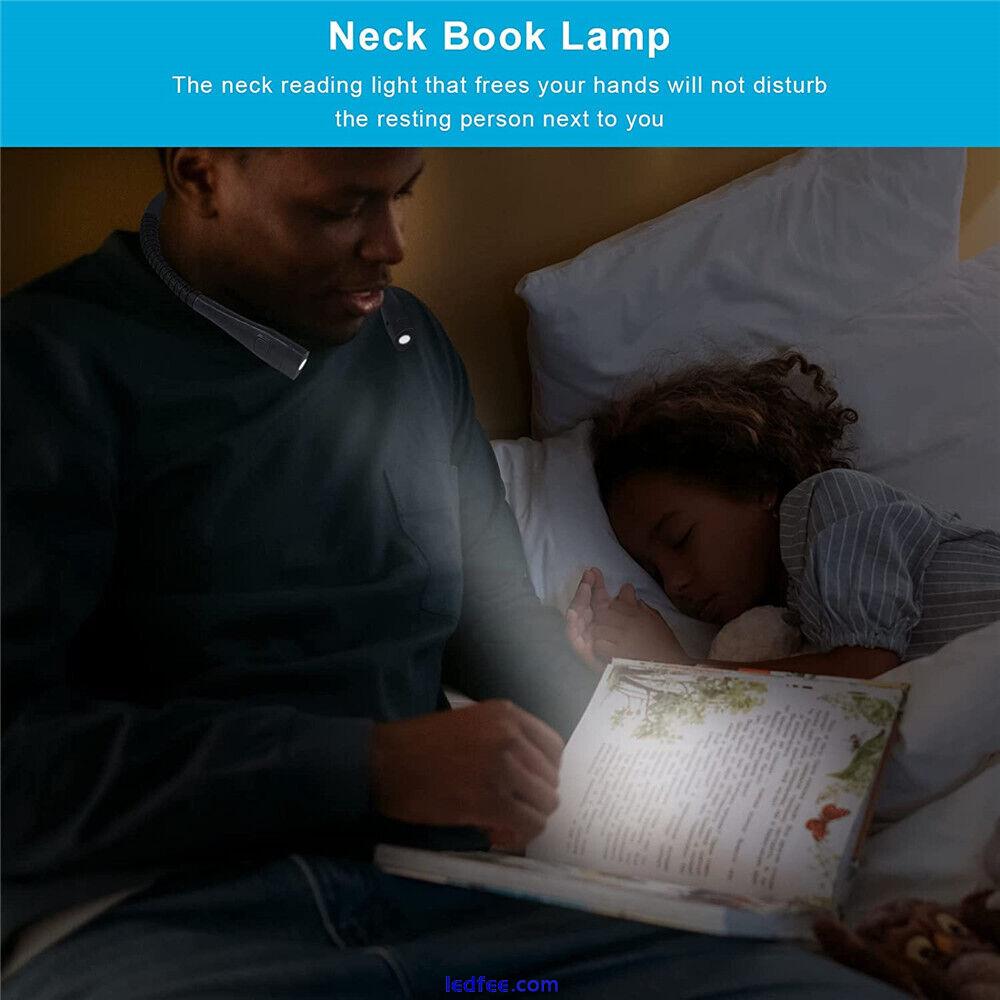 LED Reading Book Light w/Clip Flexible USB Rechargeable Bed Travel Desk Laptop 1 