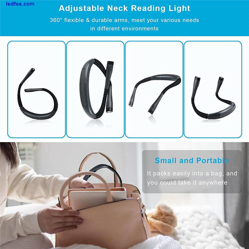 LED Reading Book Light w/Clip Flexible USB Rechargeable Bed Travel Desk Laptop 5 