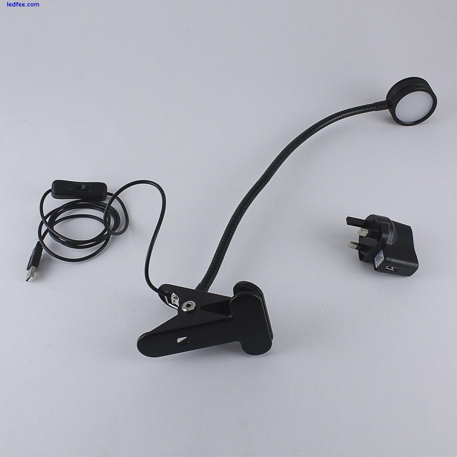Modern Adjustable Clamp Clip On LED Reading USB Table Desk Lamp Black Chrome 1 