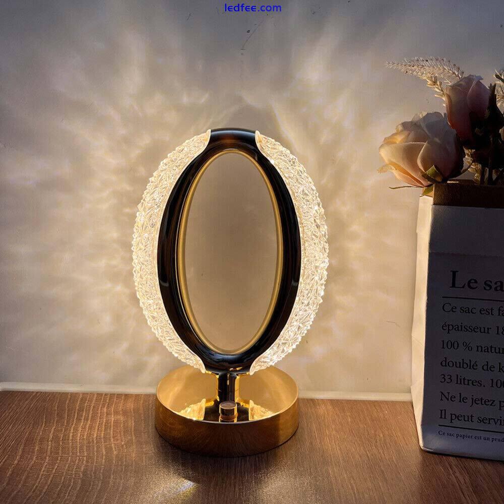 USB LED Crystal Table Lamp Touch Dimmable Bedside Night Light Bedroom Decor Gift 2 