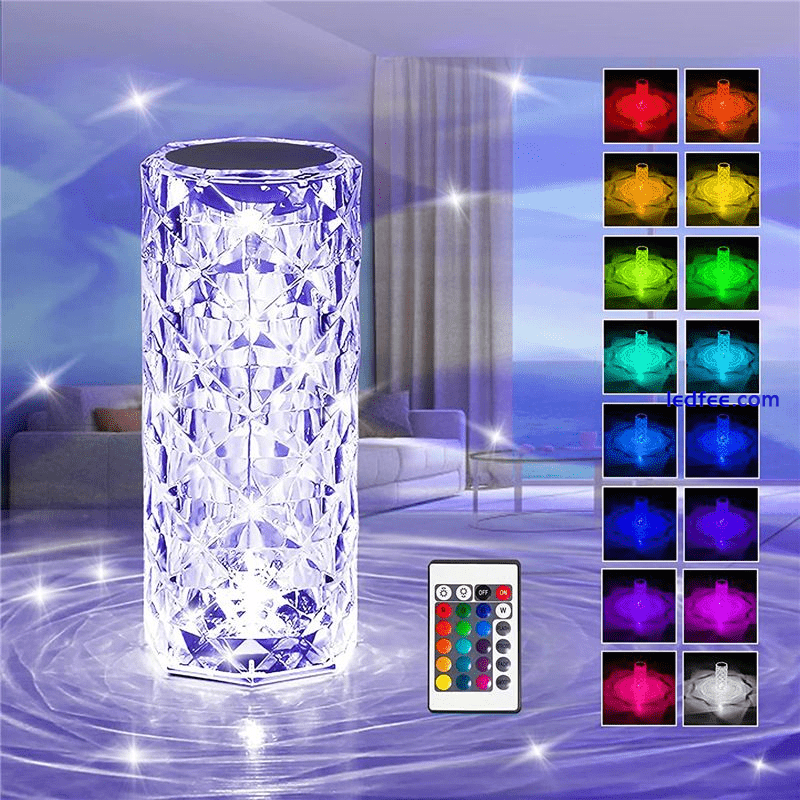 LED Table Desk Lamp Crystal Night Light USB Rechargeable Touch Control + Remote 5 