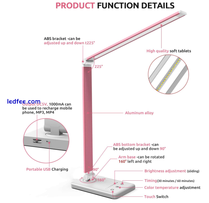 Dimmable LED Table and Desk Lamp with USB for Charging Smartphones 0 