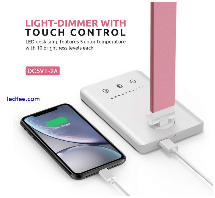 Dimmable LED Table and Desk Lamp with USB for Charging Smartphones 3 