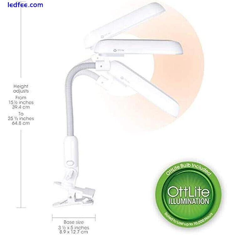 Ottlite 13w LED Clip-On Desk Lamp, Complete with Bulb, Natural daylight, White 0 