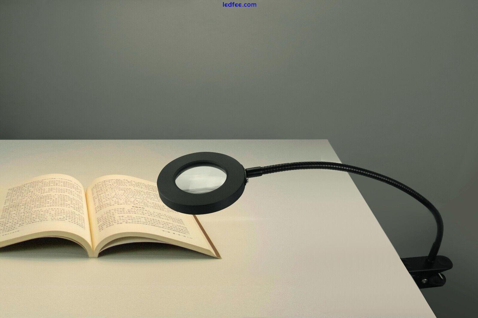 USB Black Clip LED Magnifier Flexi Light. 961114B Craft/Reading Desk Table Lamp 0 