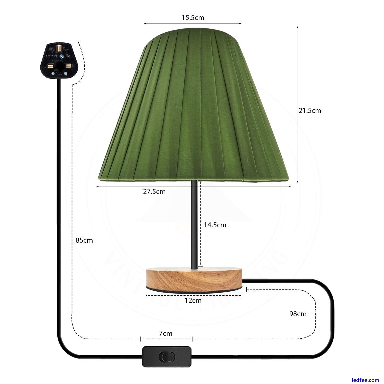 Wooden Base Table Lamp Bedside Desk Light Shade Coolie Fabric Plug in Lamp E27 1 