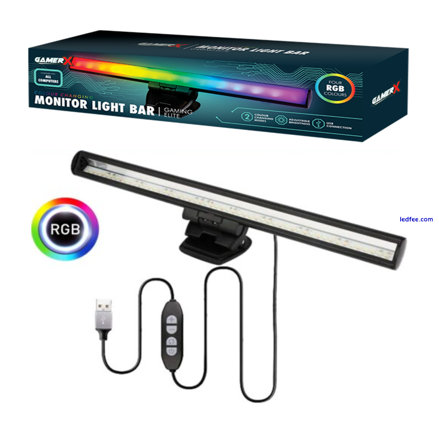 COMPUTER MONITOR LIGHT BAR COLOUR CHANGING USB Screen Desk Lamp LED RGB GELE6135 2 