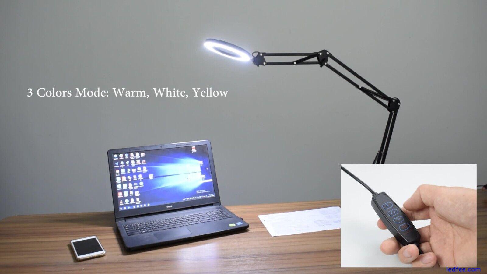 LED Lamp Desk Extra Long 5X Magnifying Glass Table Light Reading Soldering -UK 2 
