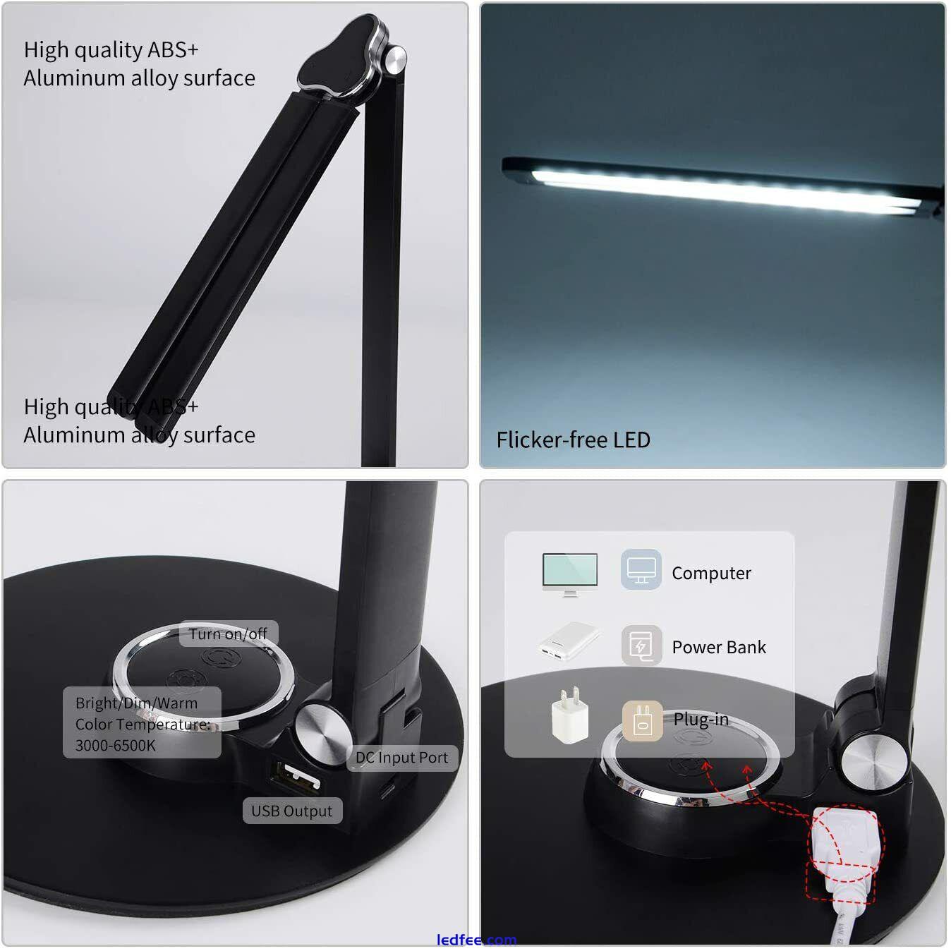 Desk Lamp Dimmable Table Lamp, Touch Control Adjustable with USB Charging Port 3 