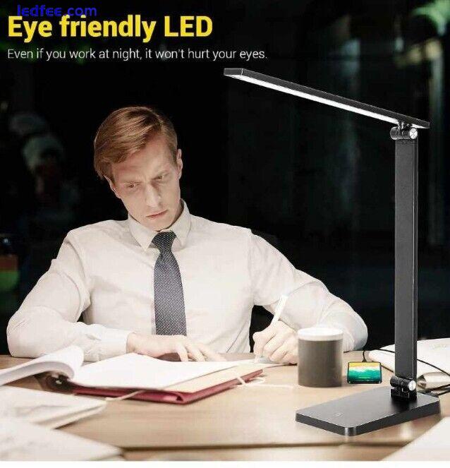 LED Desk Lamp 3 Levels Dimmable Desk Light with USB Charging Port, Black 3 