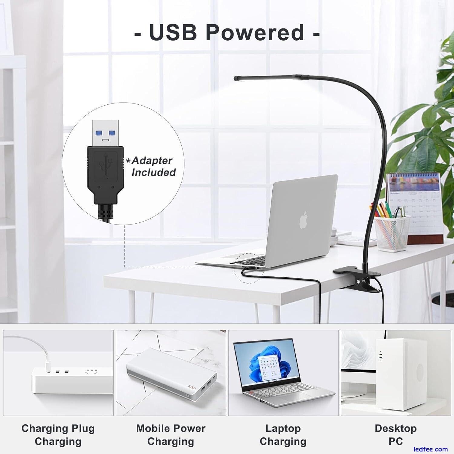 iZELL 154LED Desk Lamp Clamp with Adapter, 3 Color& 10 Brightness LED Desk Light 4 